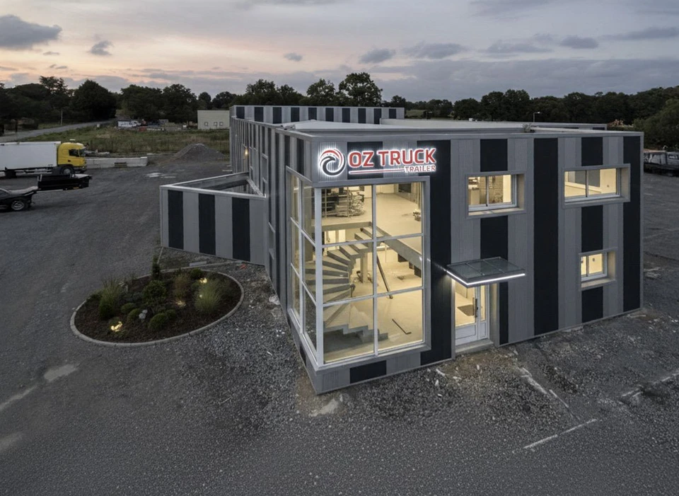 Deux hommes transportent une commode en bois massif vers un camion de d&eacute;m&eacute;nagement gar&eacute; sur une route goudronn&eacute;e