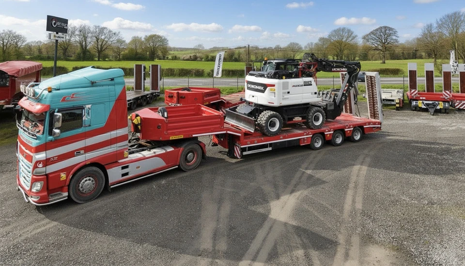 Homme en chemise à carreaux bleue tenant une tablette numérique sur un chantier de construction extérieur